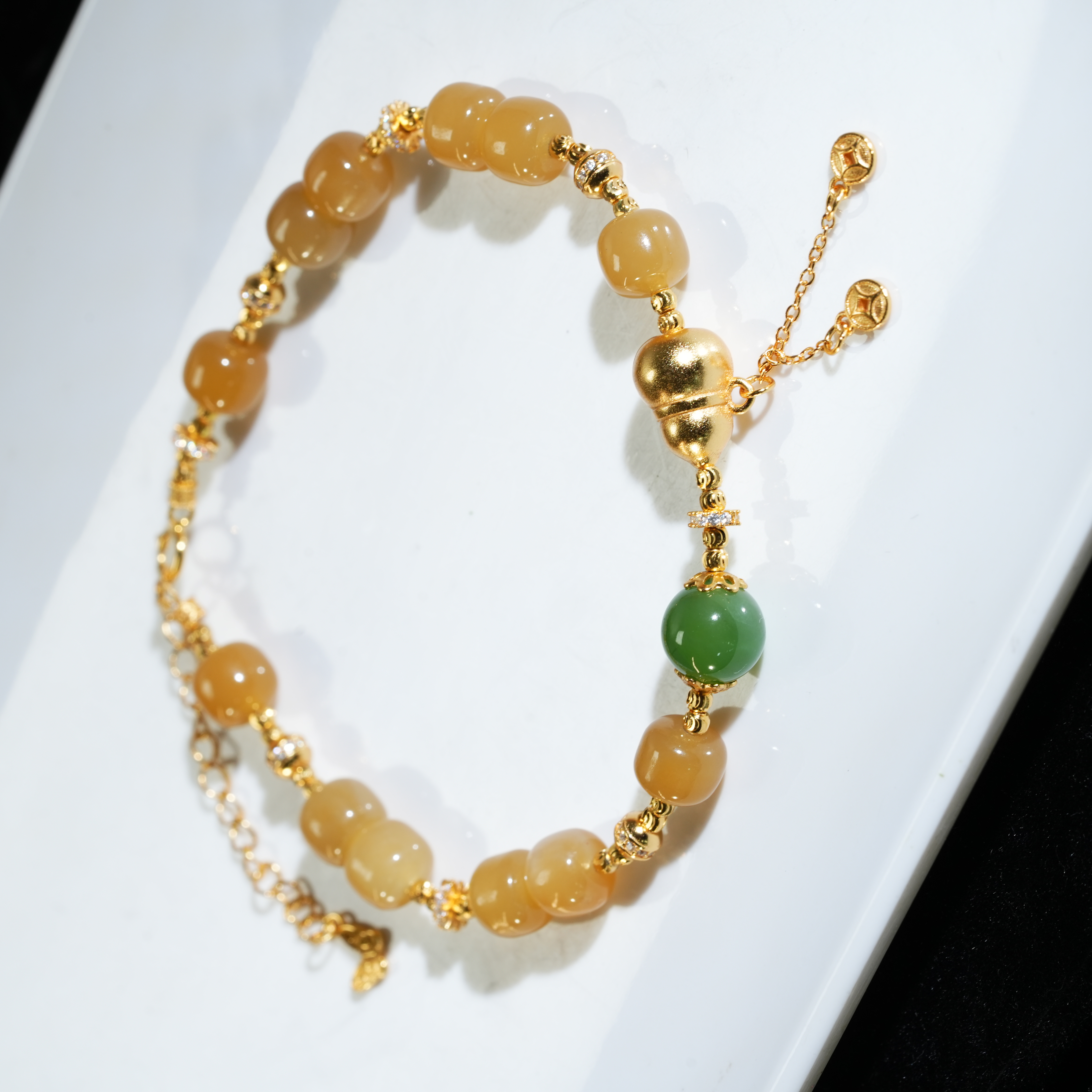 【东方十八岁】【沐橙】和田玉糖玉S925银设计款手链多样性发其一