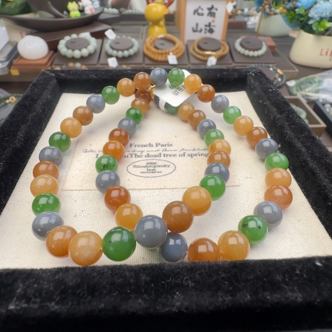 和田玉未镶嵌手链卡8多宝女神链，57