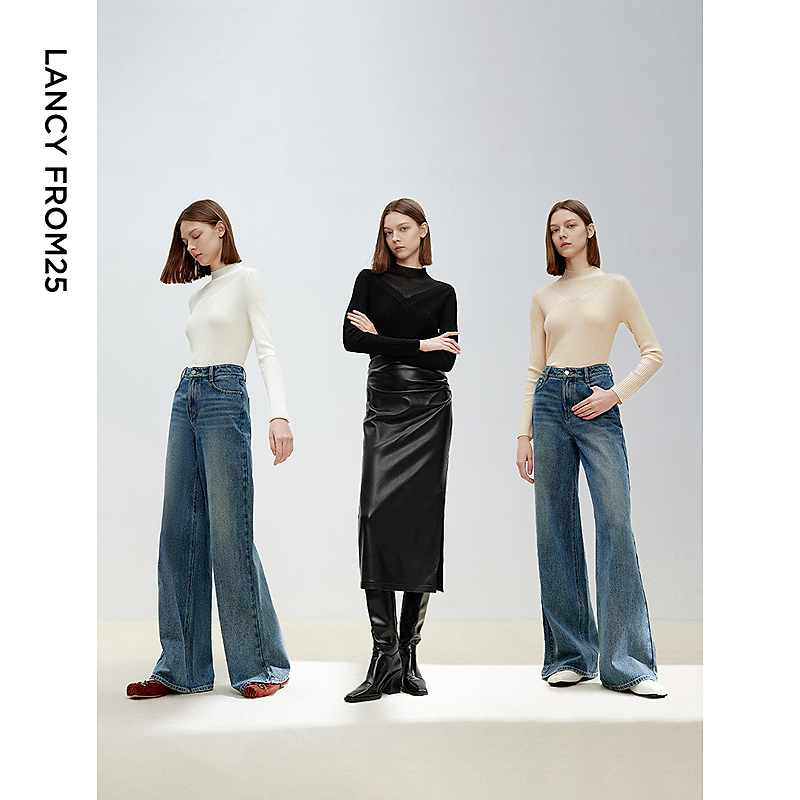 朗姿法式高级感气质修身显瘦短款毛衣2025年新款百搭打底毛针织衫