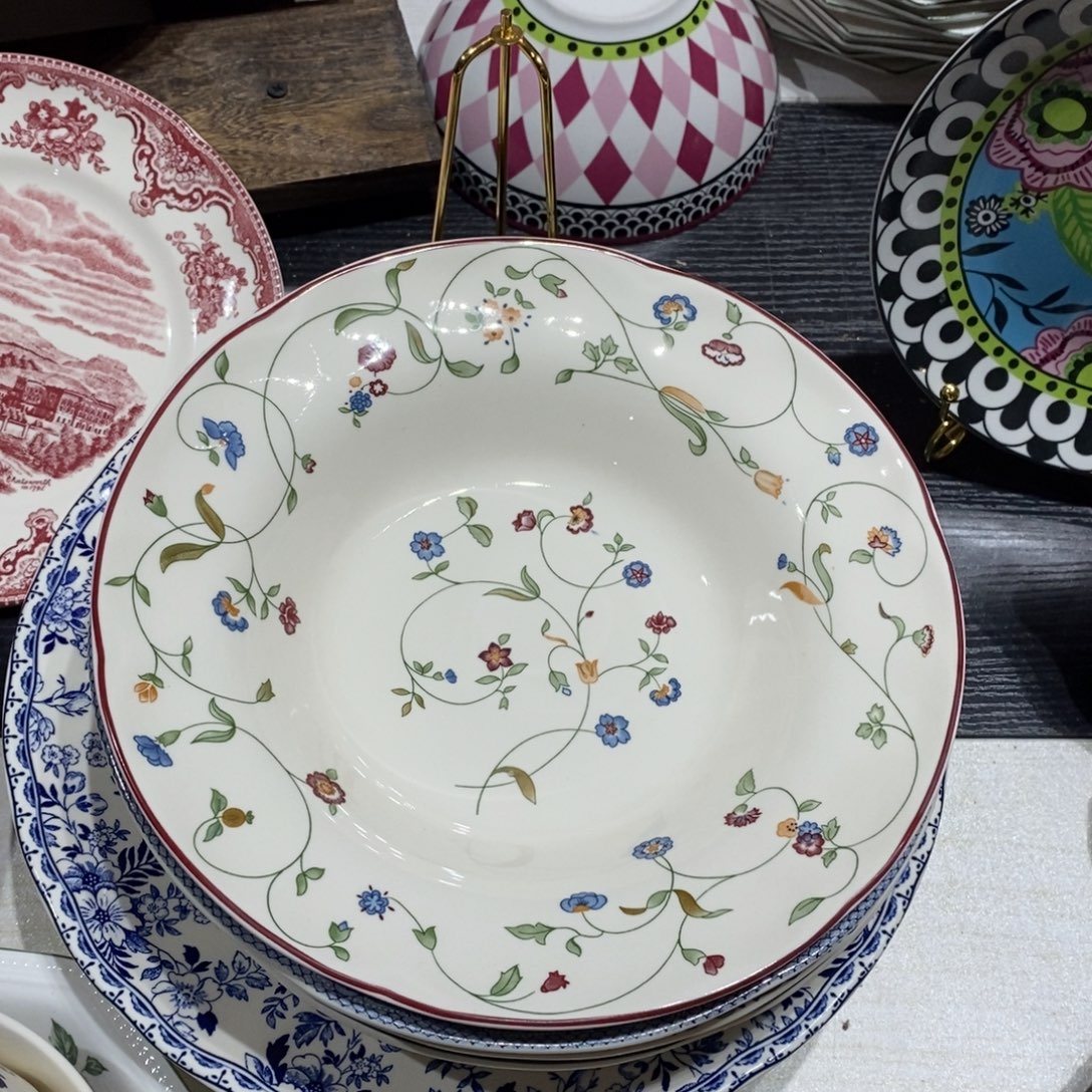 瓷全新小花枝草帽盘八寸