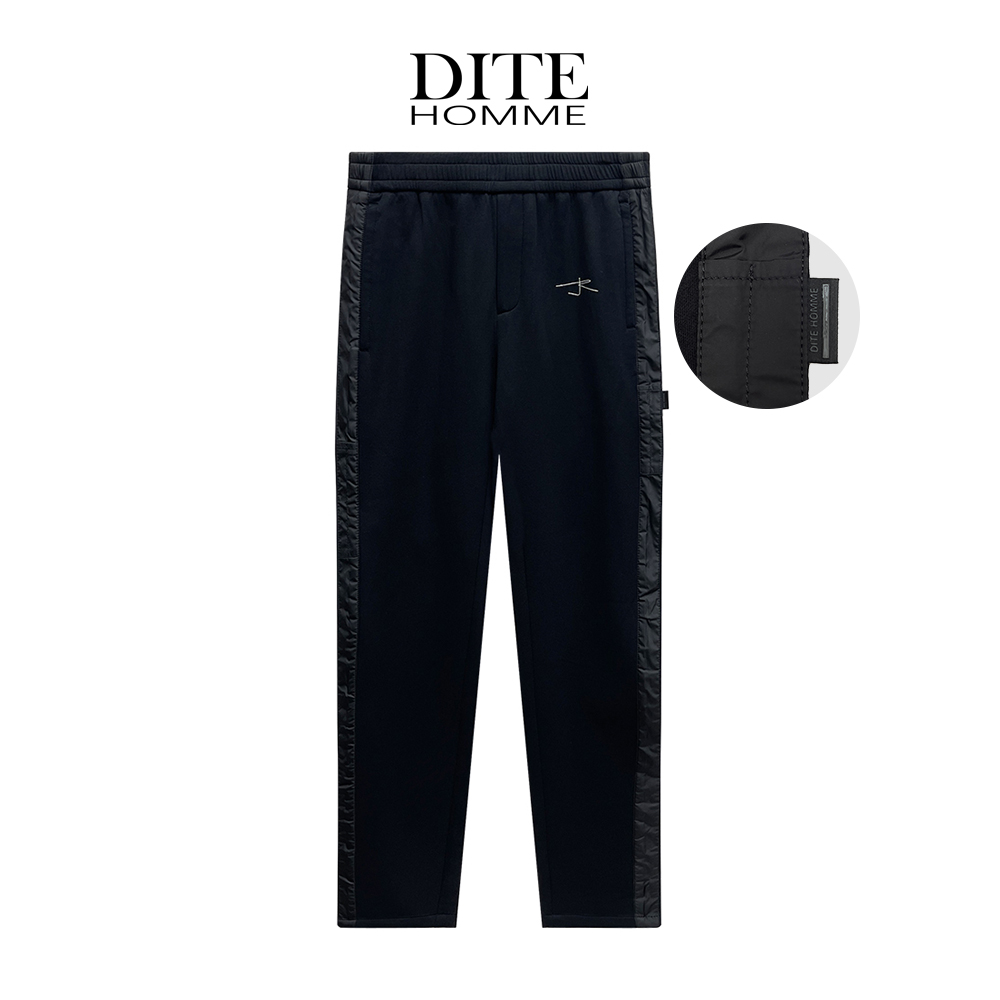 DITE迪特25秋季纯色织带拼接舒适刺绣时尚运动直筒百搭休闲裤长裤
