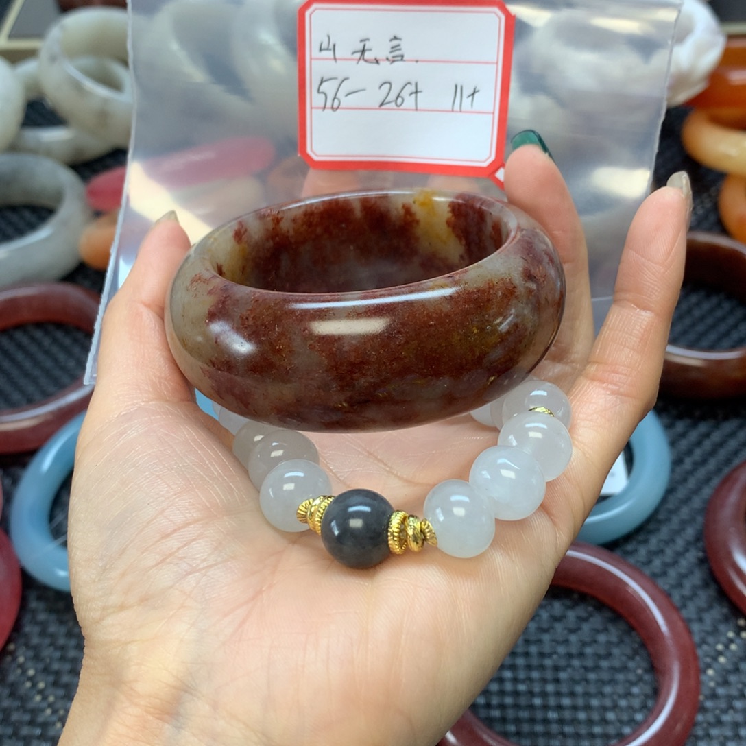 山***⁵石英岩玉未镶嵌手镯