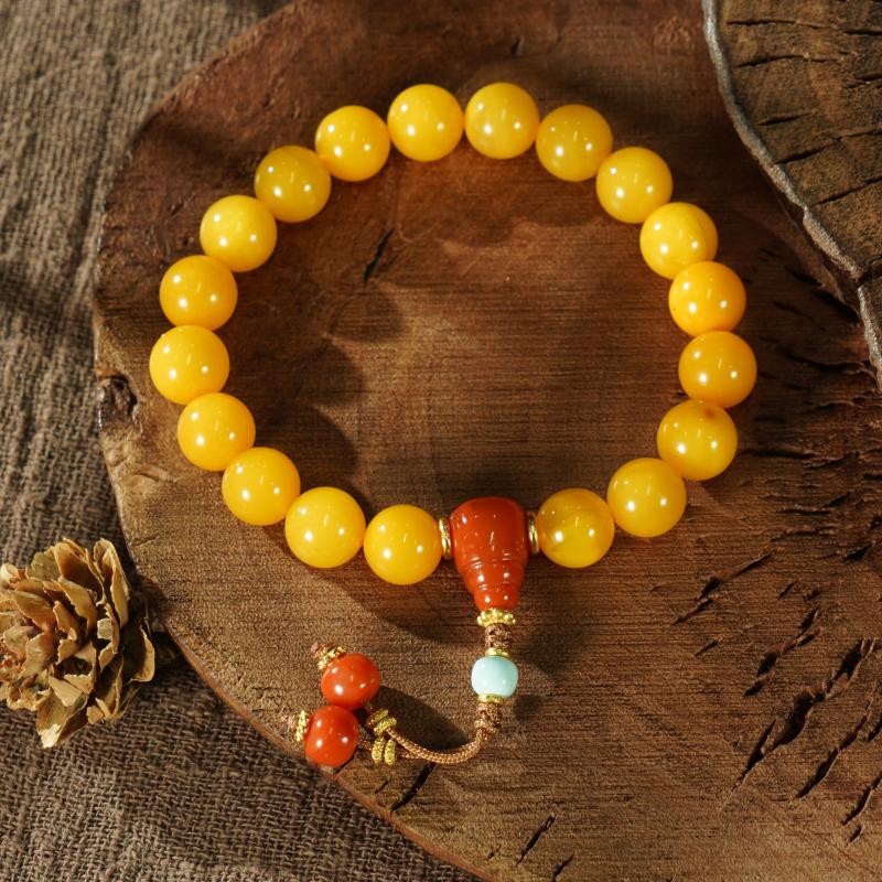 【香掌柜】琥珀蜜蜡南红手串（发一件）