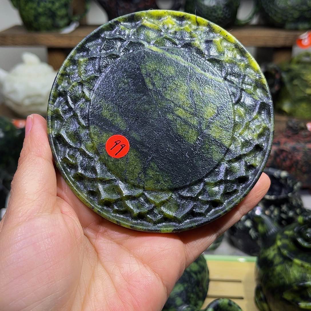 财**郎石材藏玉药王石杯垫