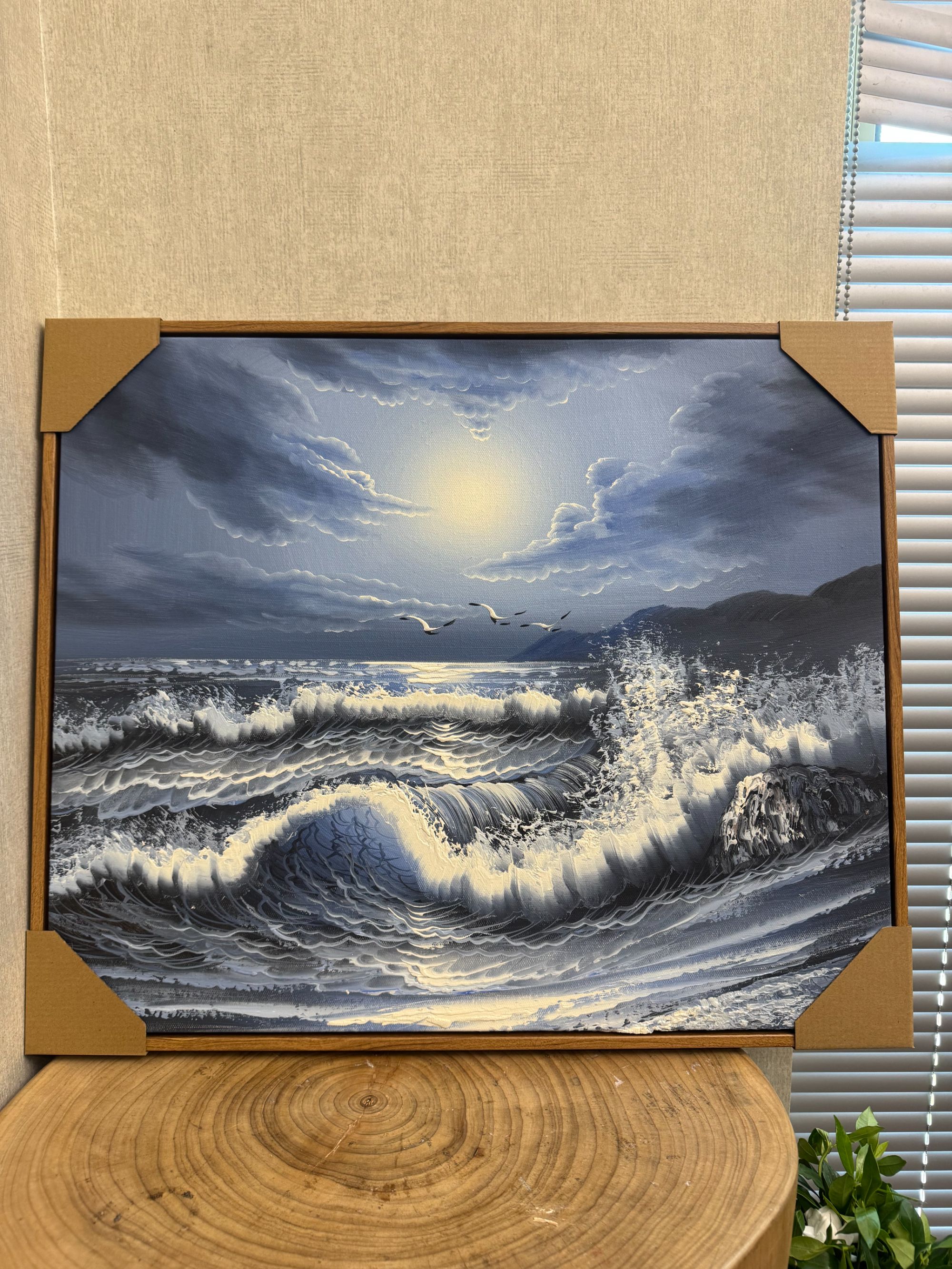 手工创作《海》油画带框尺寸60×50cm装饰画