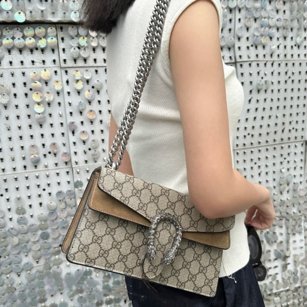95新 GUCCI/古驰 御古屋/22385/新中号老花钻扣酒神 032标