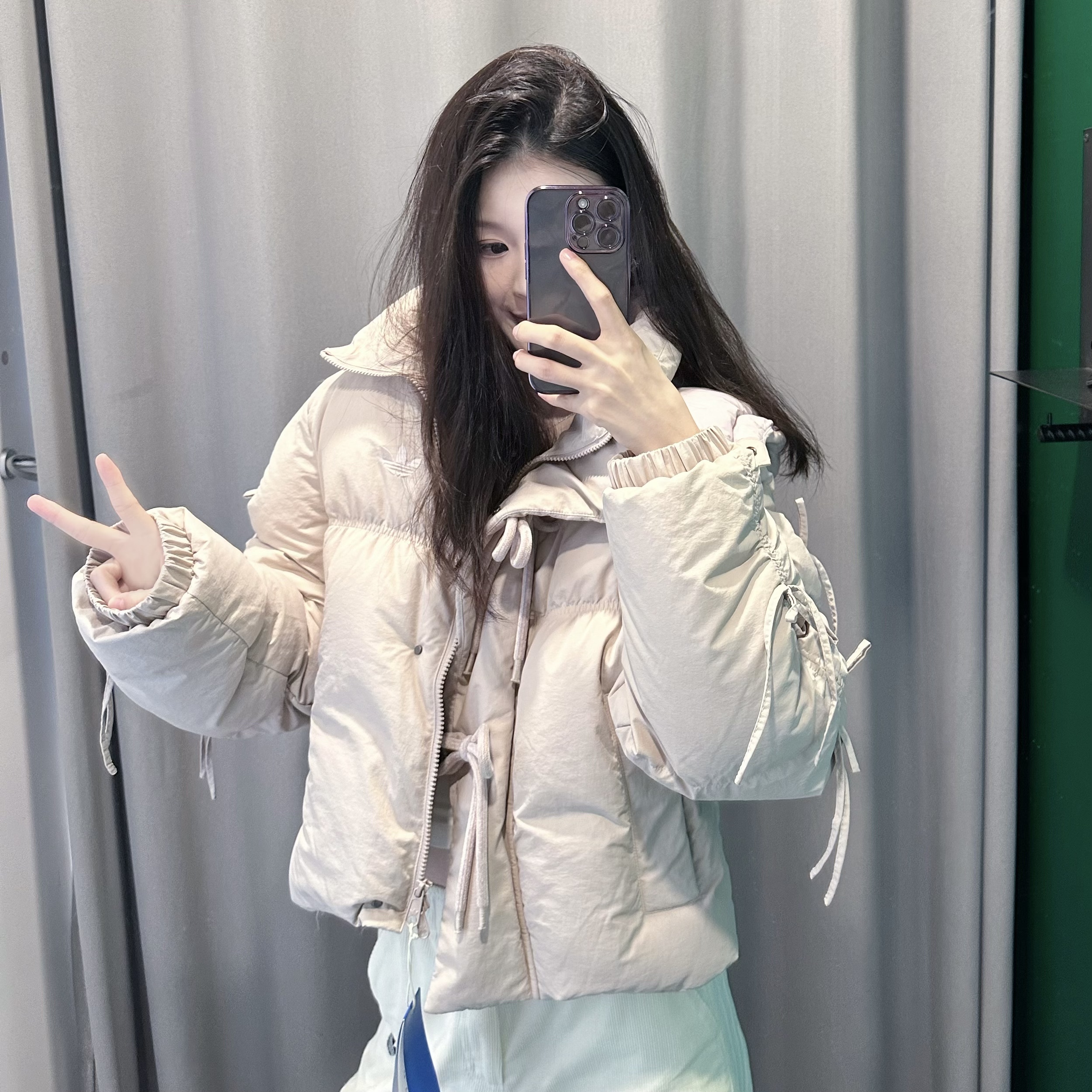 adidas三叶草 BOW PLAY DOWN 保暖运动鸭绒连帽羽绒服 KC2610 SX