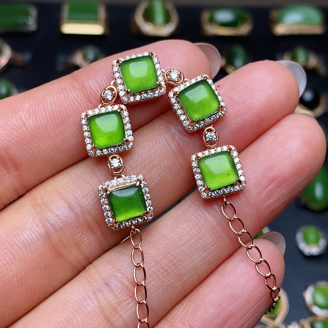 和田玉（碧玉）手链银S925镶嵌