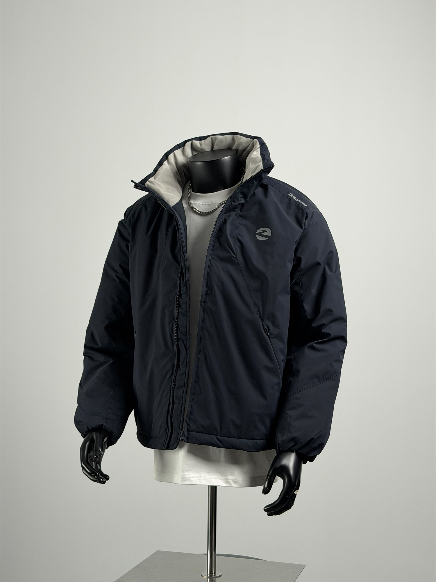 美式复古日系简约印花工装棉衣冬季百搭加厚立领棉服宽松保暖外套