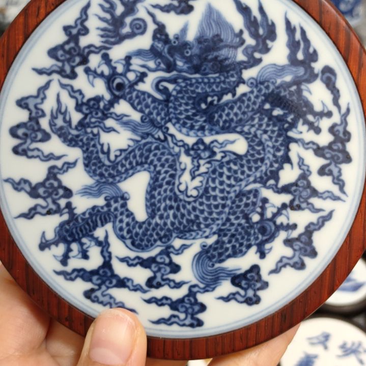瓷片风**舞青花龙杯垫一个一个