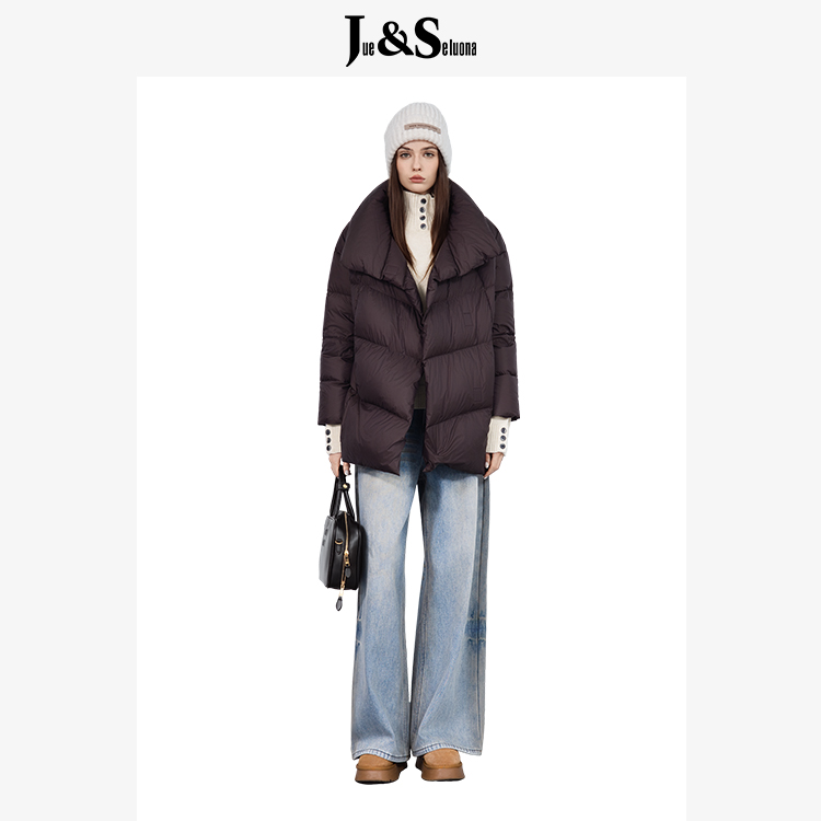 Jue&Seluona11254037咖色羽绒服