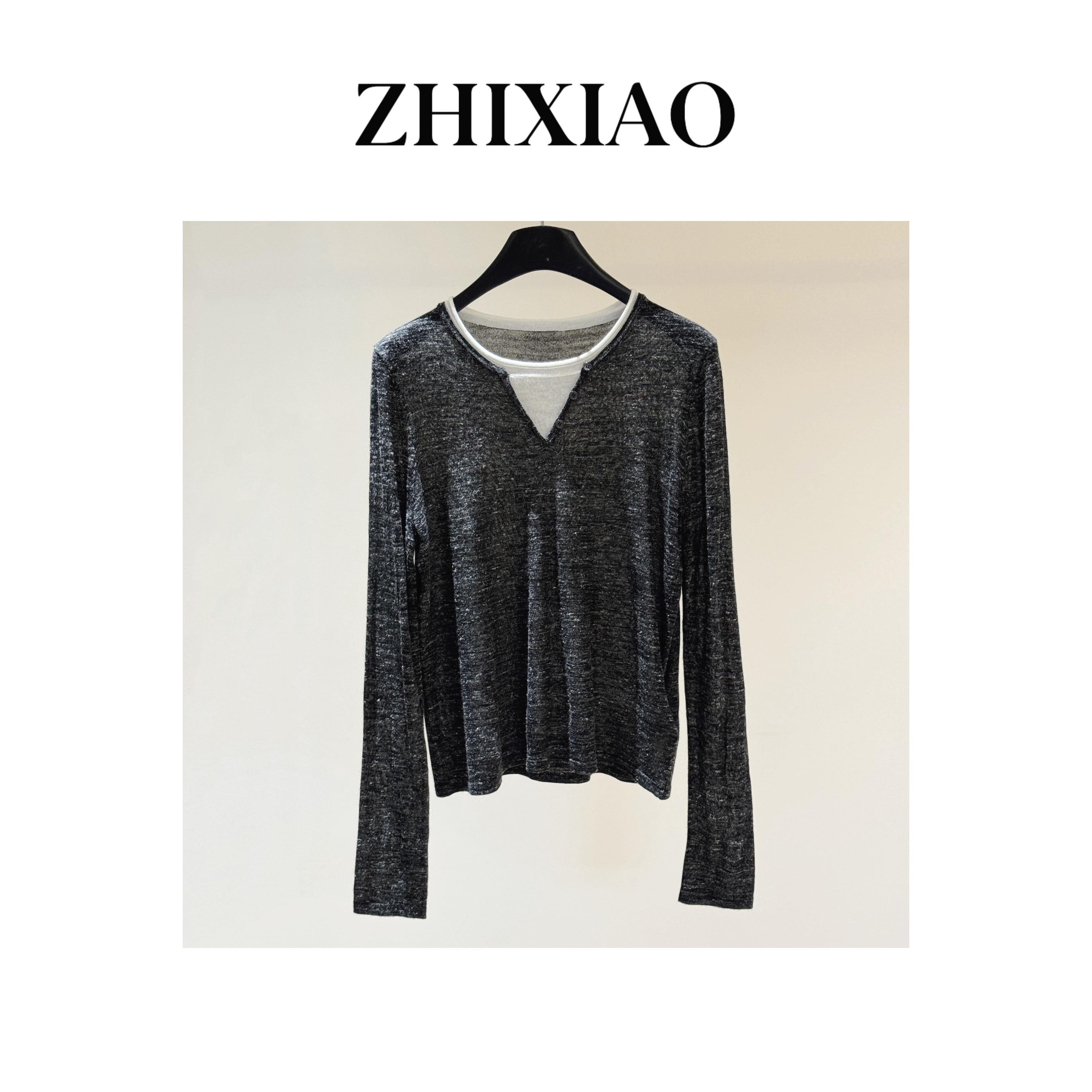 【ZHIXIAO】秋冬新款：拼接长袖上衣8051