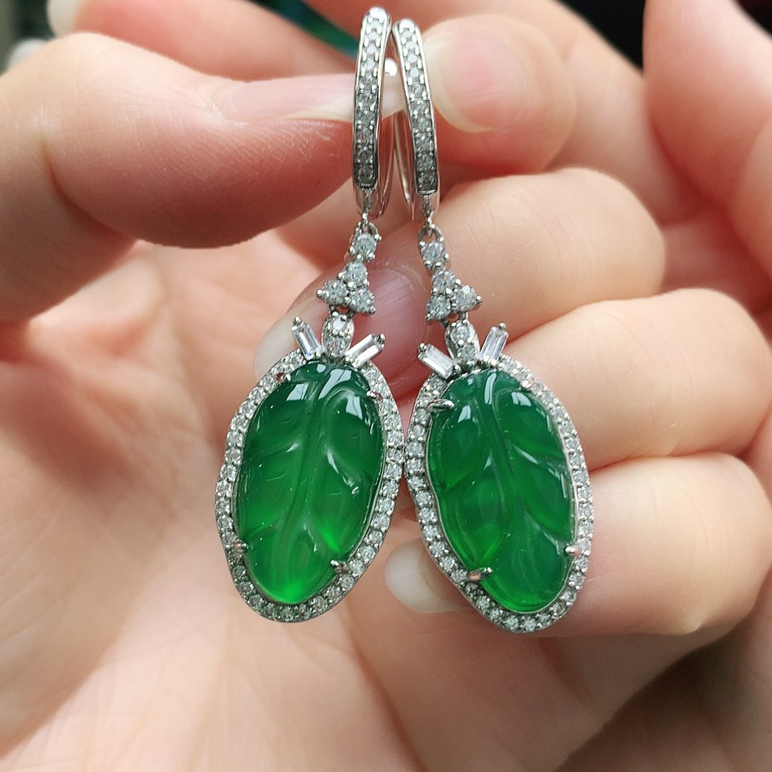 玛瑙/玉髓耳钉银S925镶嵌