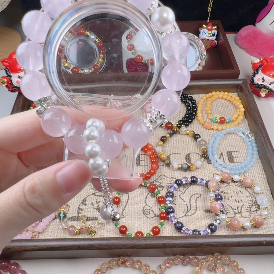 水晶手串合金马达加斯加粉水晶