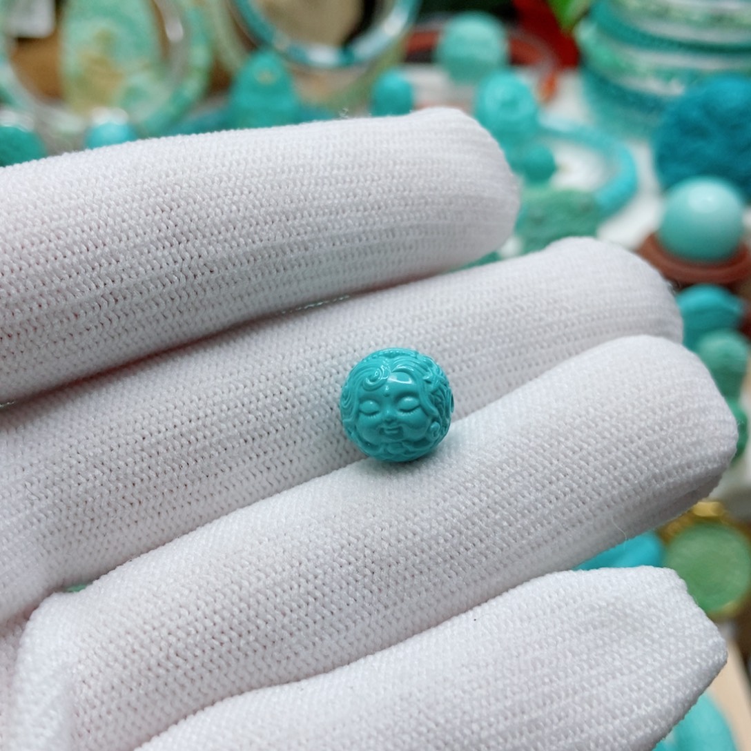 绿松石未镶嵌美人鱼圆珠10.2mm