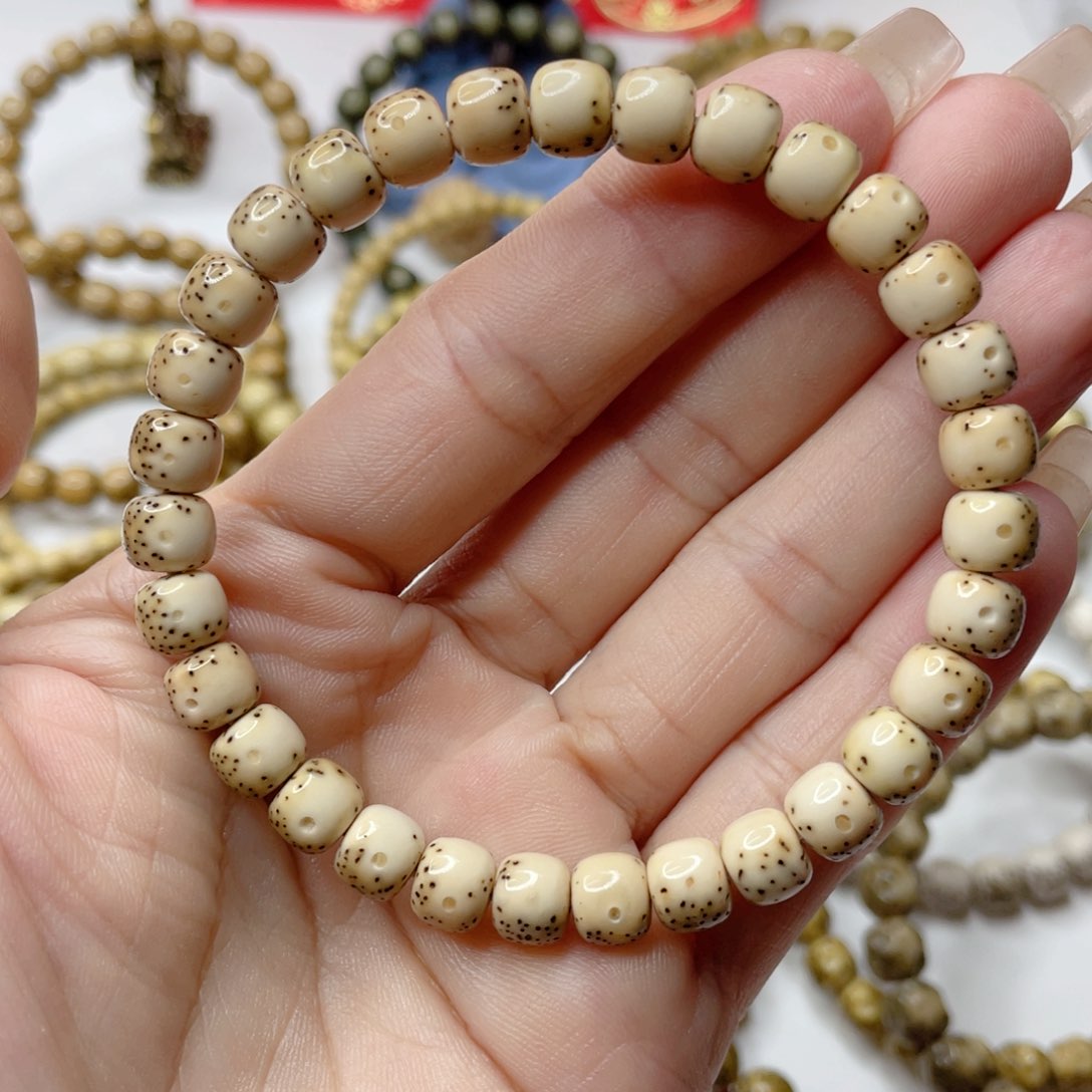 星月菩提吊坠石玉料古瓷白火烧云大留白卡7.5