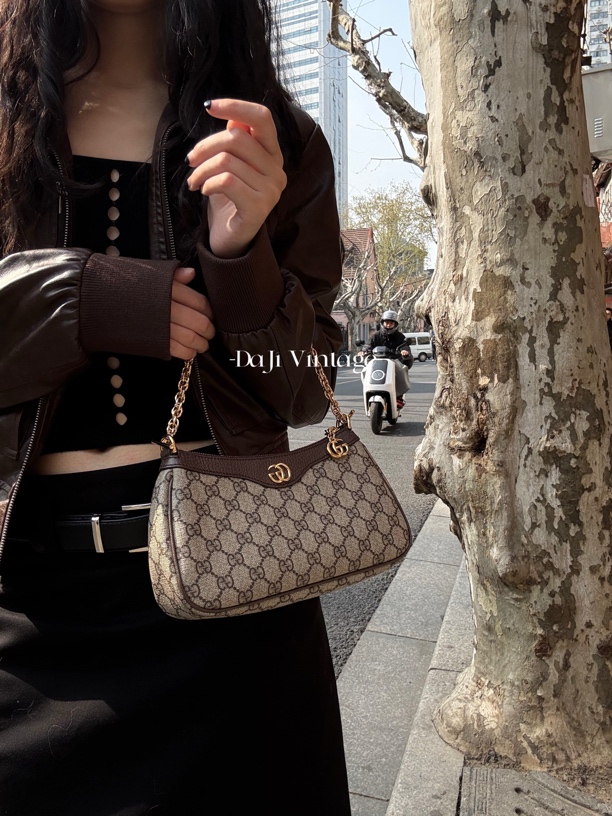 95新 GUCCI/古驰 大吉中古sh/GUCCI古驰老花ophidia斜挎包
