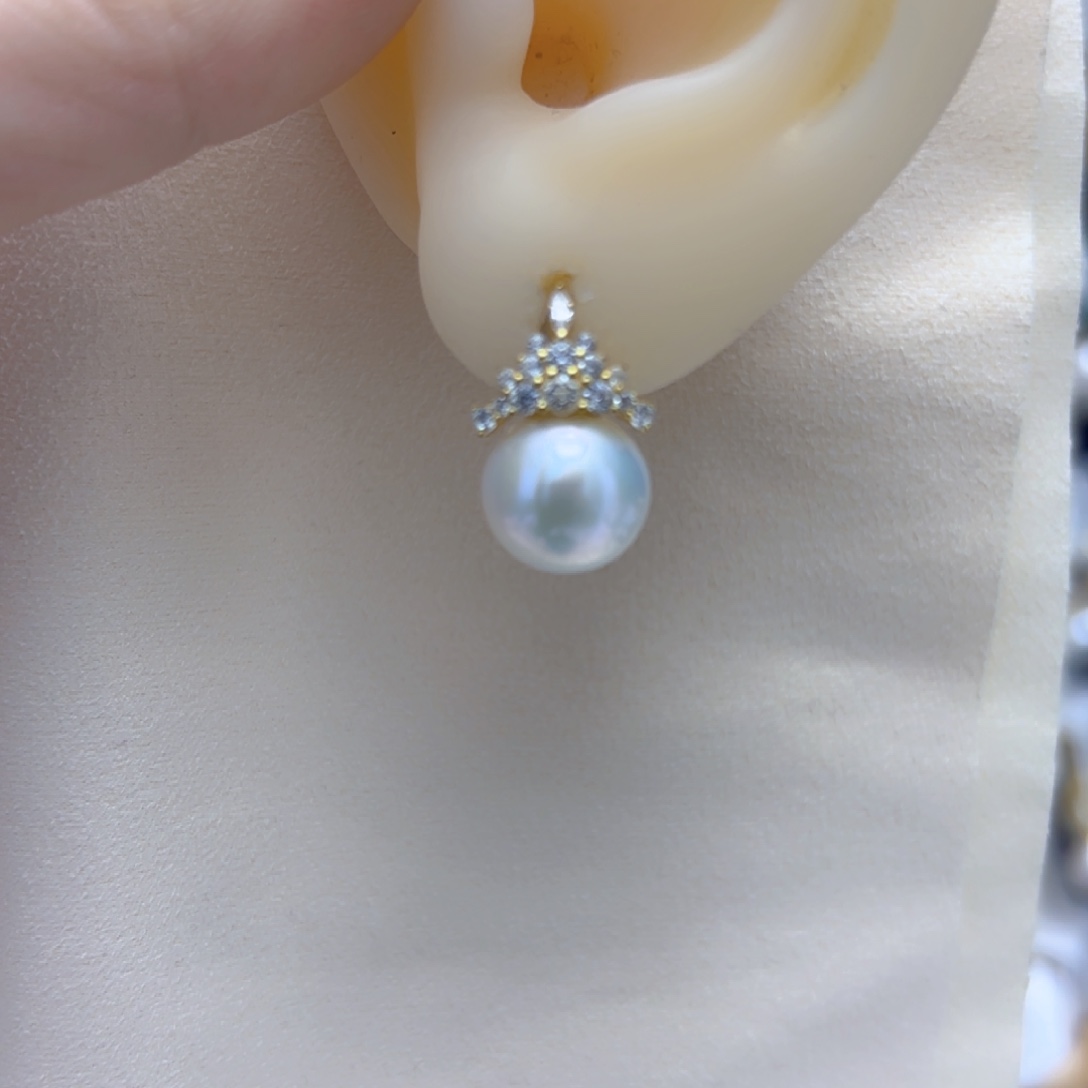 淡水珍珠耳饰银S925镶嵌