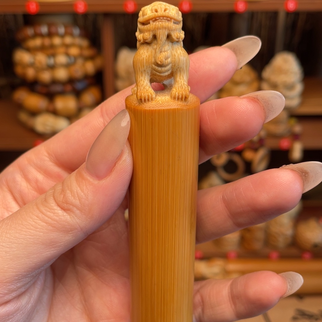 竹优惠实心竹石狮子手把