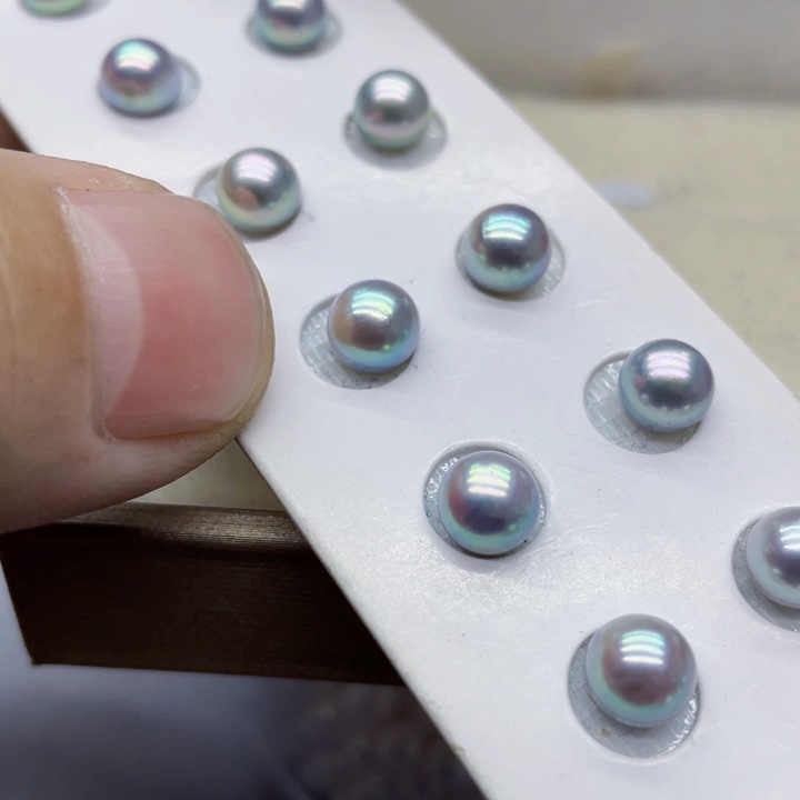 海水珍珠耳饰银S925镶嵌5-6