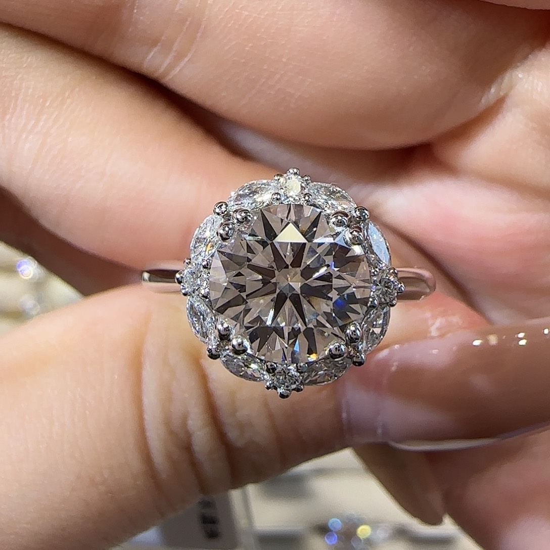 实验室培育钻石铂Pt950镶嵌许妍同款2卡vvs2