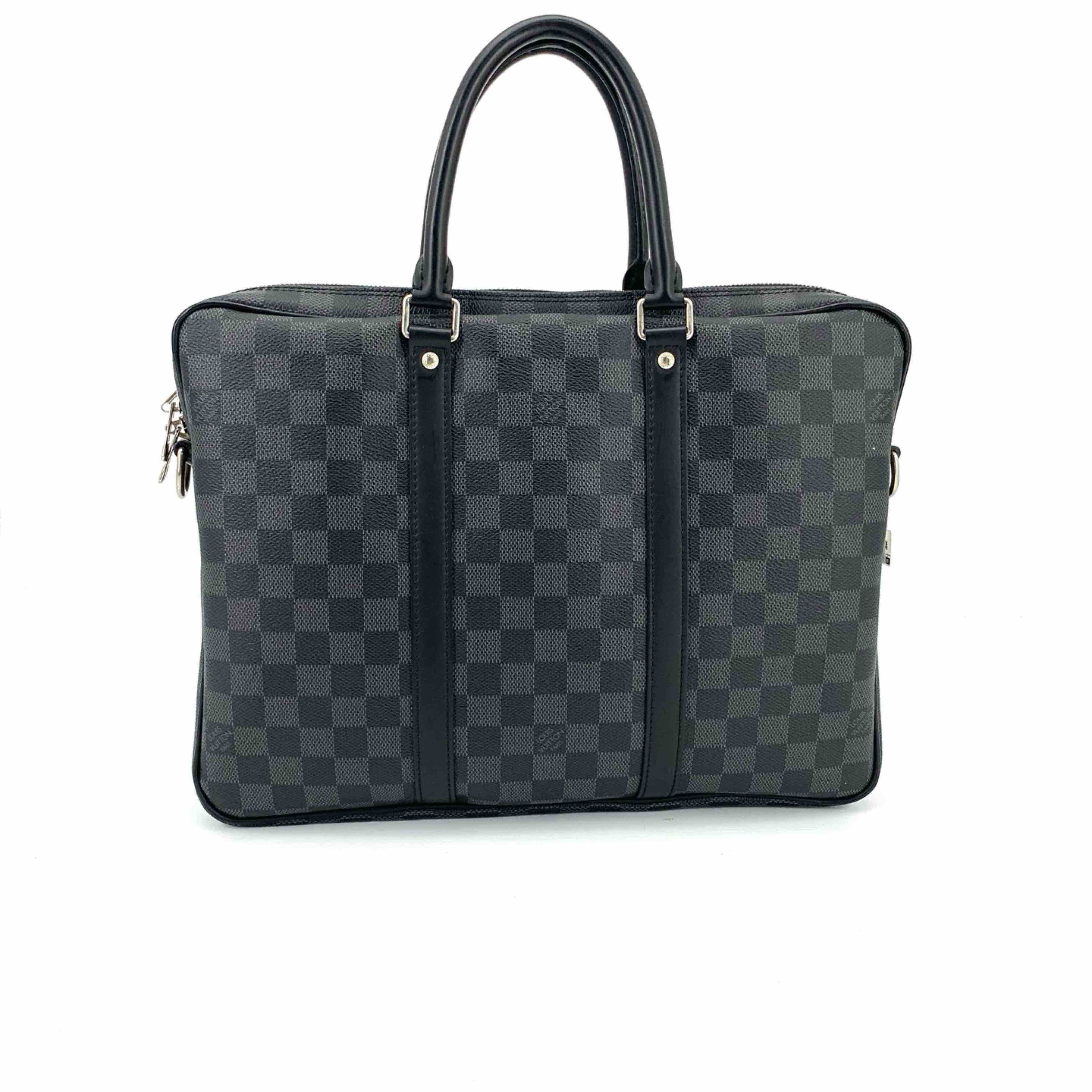 99新 LouisVuitton/路易威登 黑棋盘格手提公文包 尺寸36/27 男士