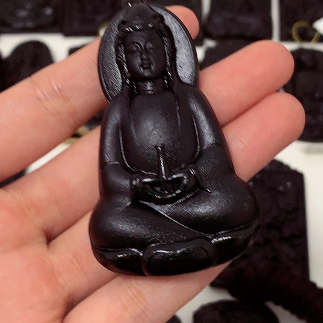 天然缅甸a货钢琴黑挂件