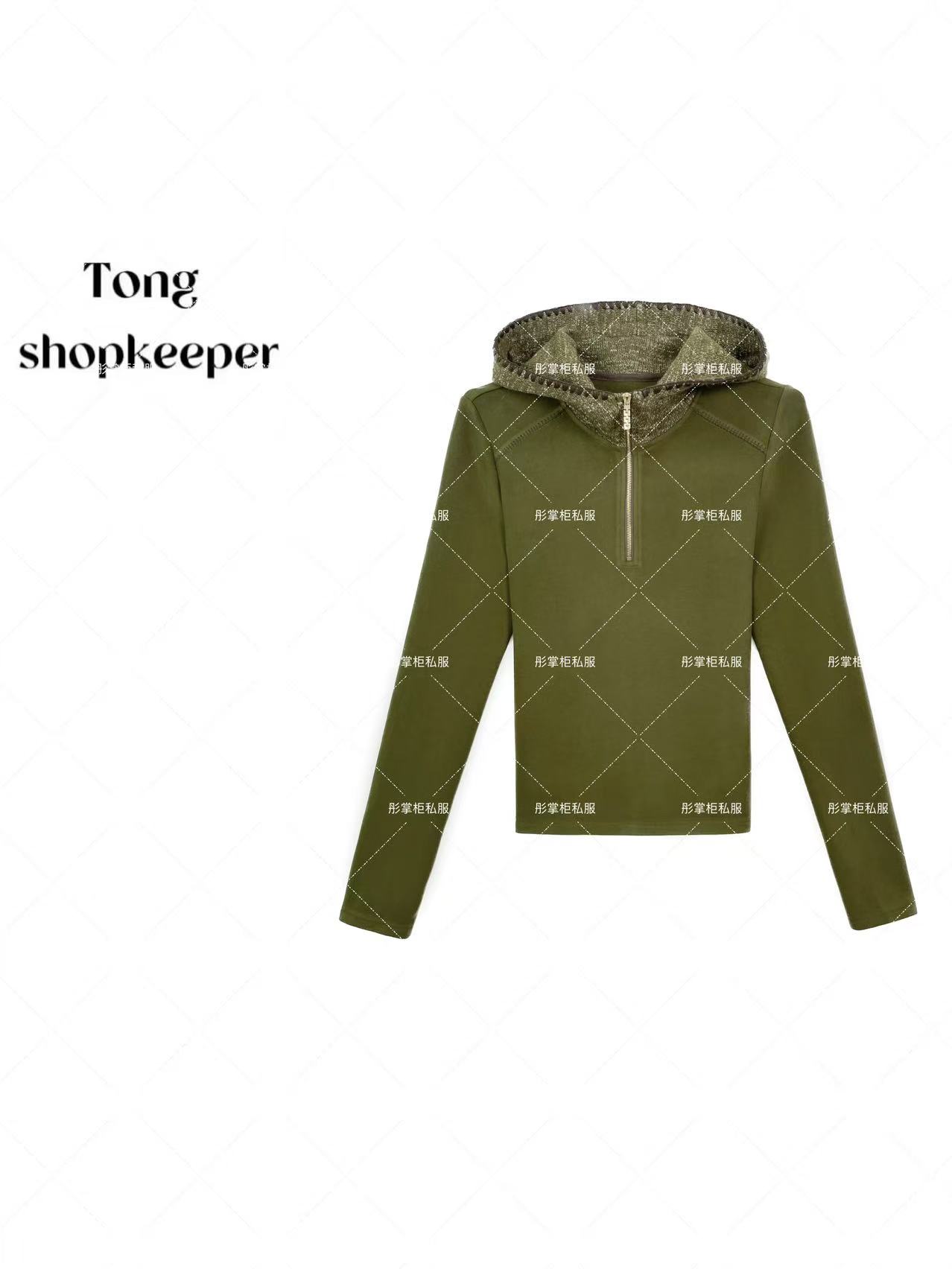 QJ/彤掌柜1682716 秋冬25暖姜天.丝拼绵羊毛静奢气质拉链连帽上衣