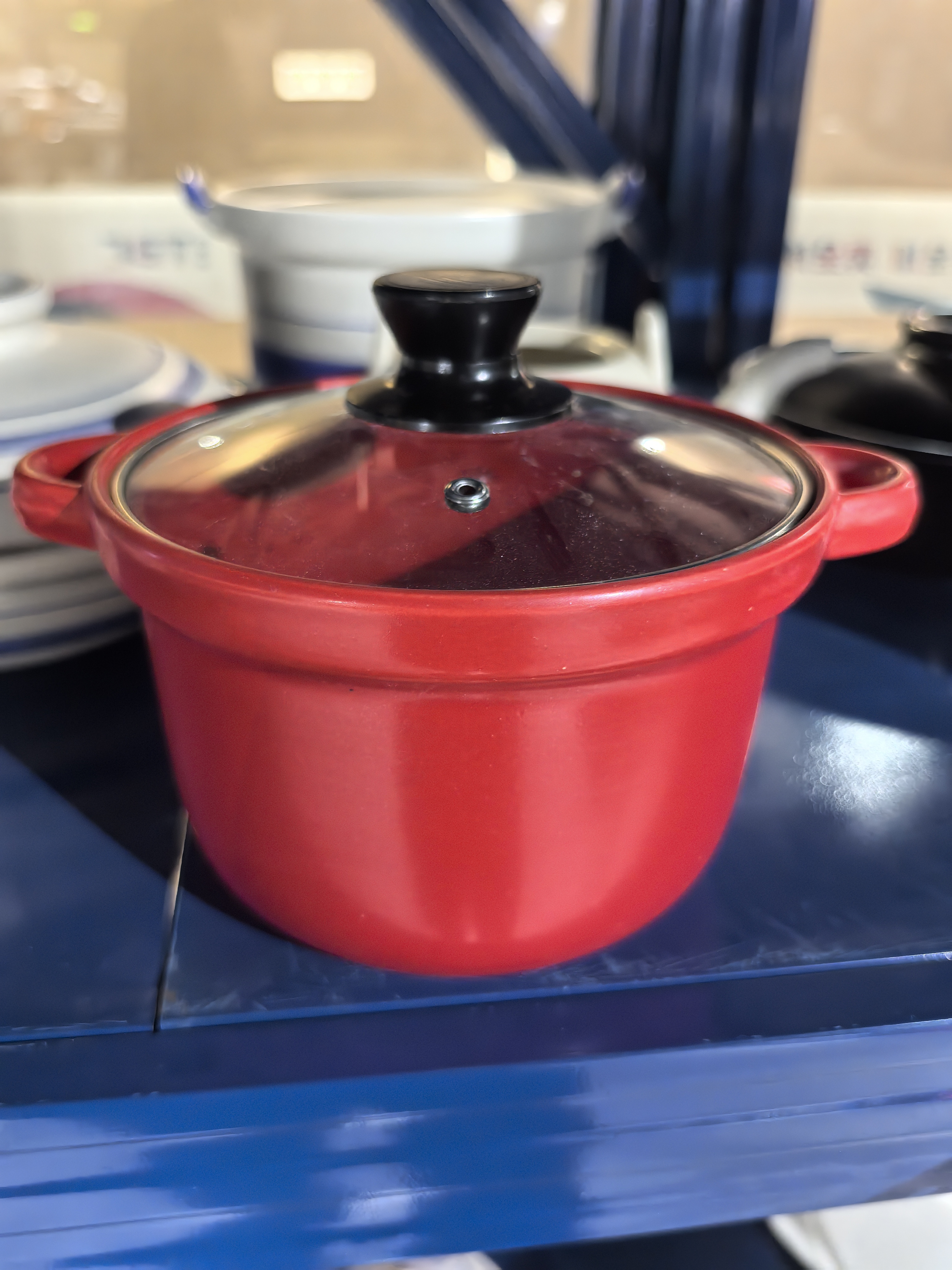 景德镇珍宝砂锅1.5升1811红玻璃盖微瑕