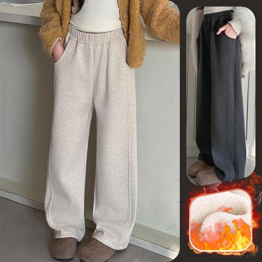 儿童女童松紧带冬季女孩中大童长裤春秋休闲裤加厚高腰卫裤休闲裤