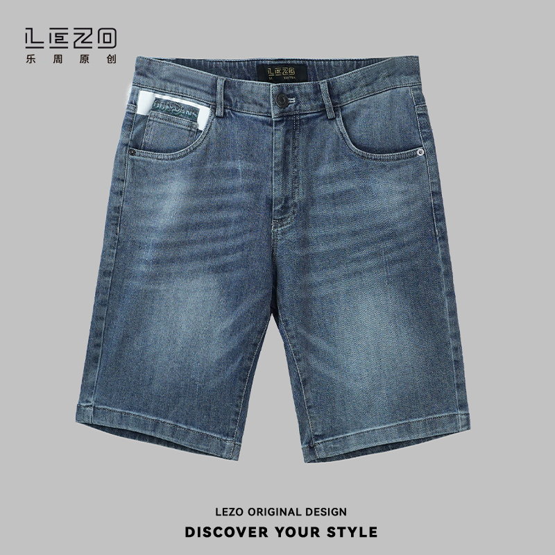 LEZO乐周原创 夏季男休闲五分牛仔中裤时尚休闲版 925206604蓝色