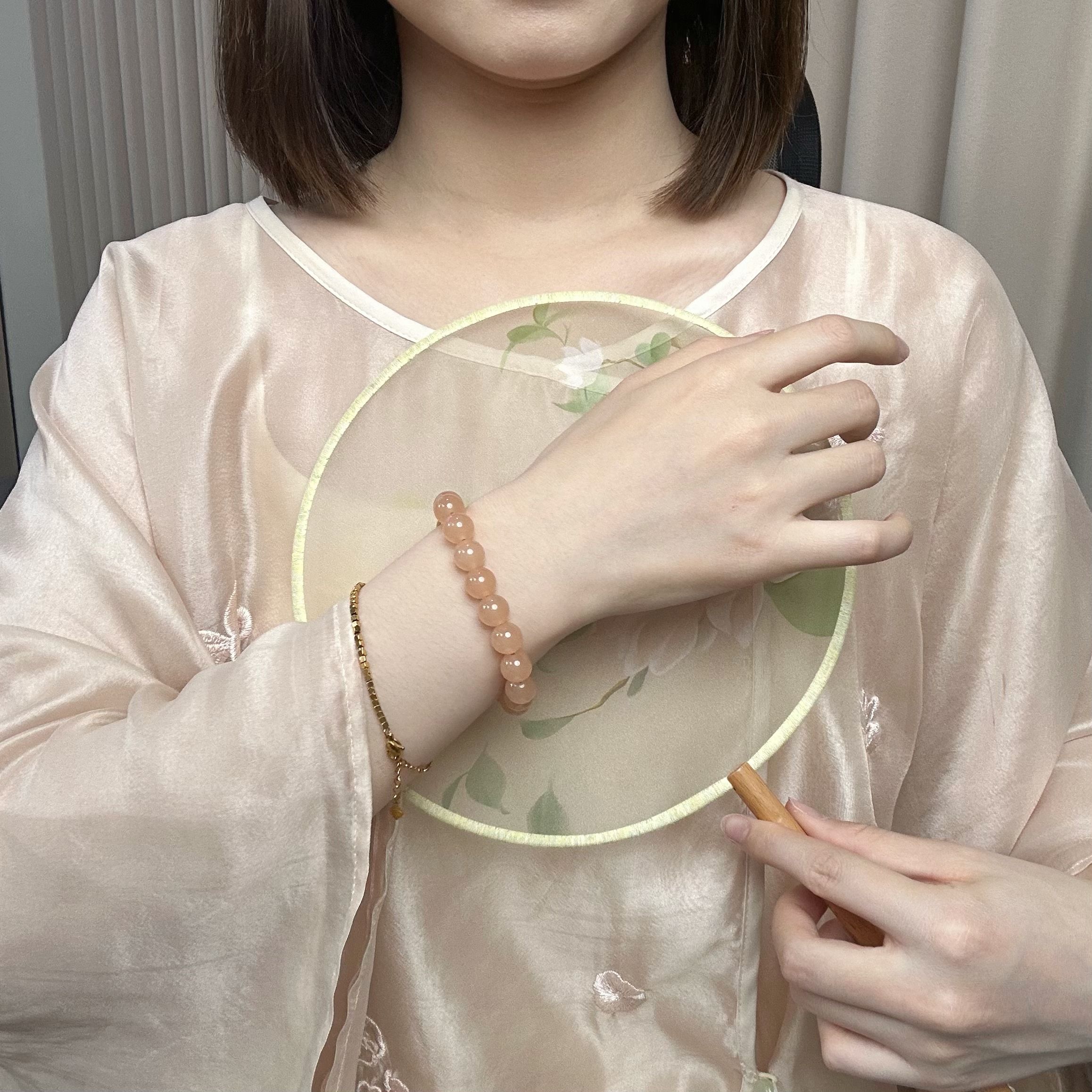 青海冰藕粉色圆珠卡10时尚气质 SC 0164