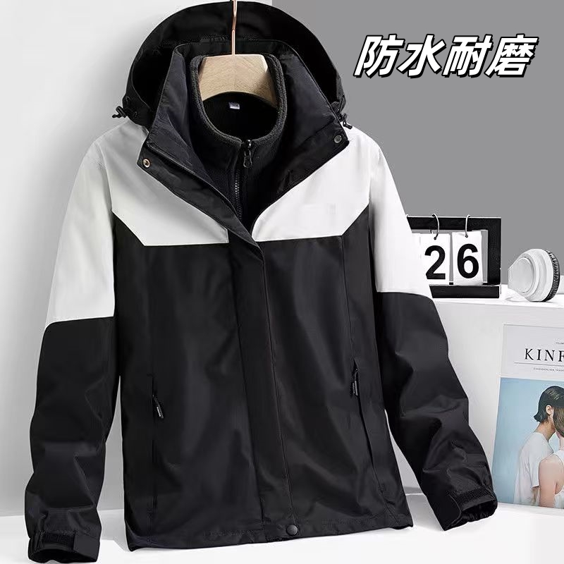 女款三合一可拆卸冲锋衣冬季加绒加厚防水防风户外外套保暖登山服
