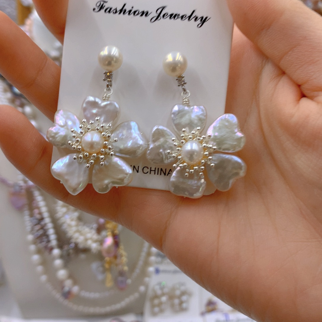 淡水珍珠耳饰银S925镶嵌