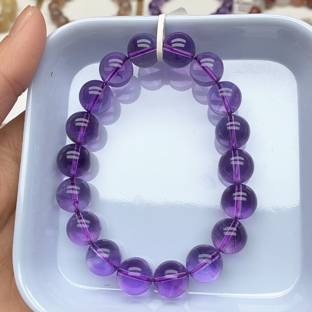 水晶手链未镶嵌巴西紫11.7