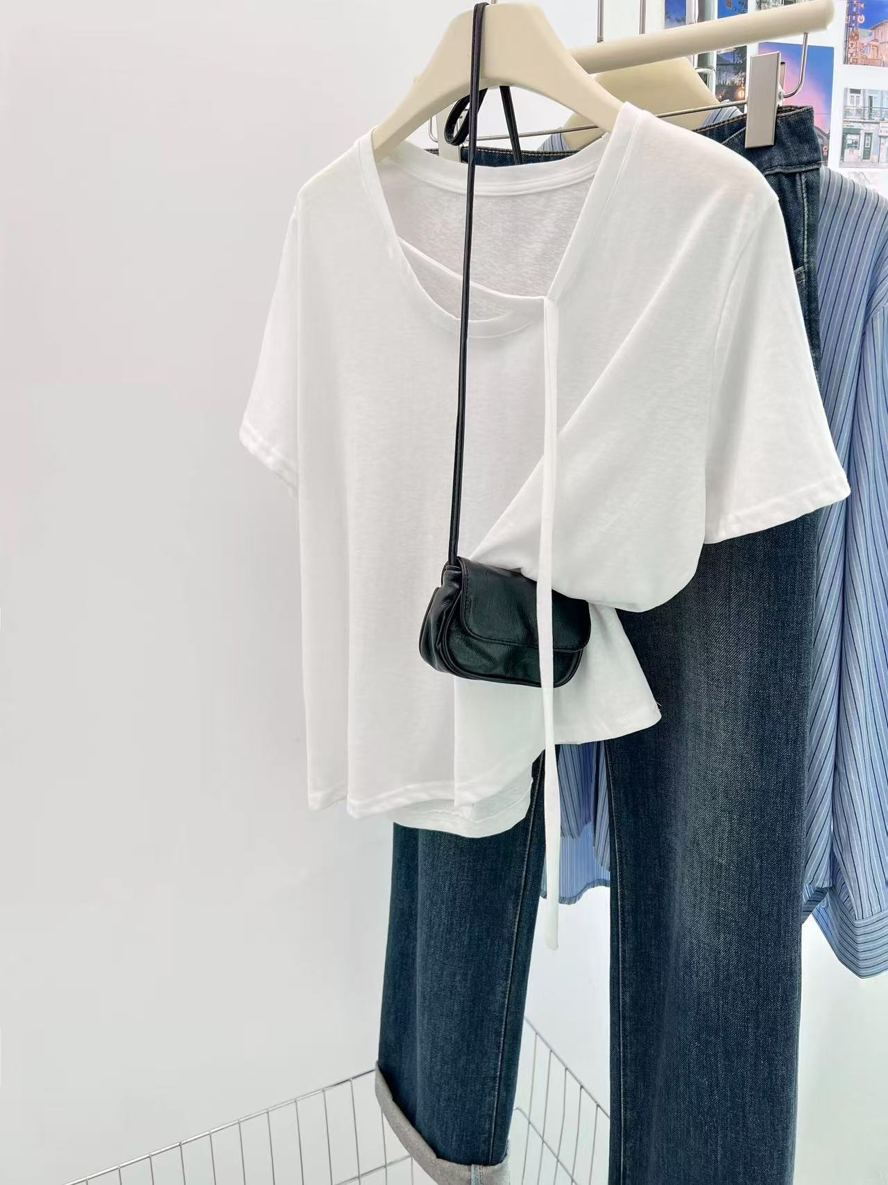 Z.X   设计款U领短袖T恤  7181（C3↓）