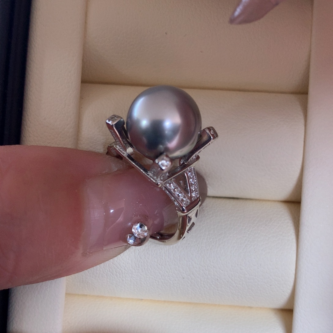 海水珍珠戒指银S925镶嵌