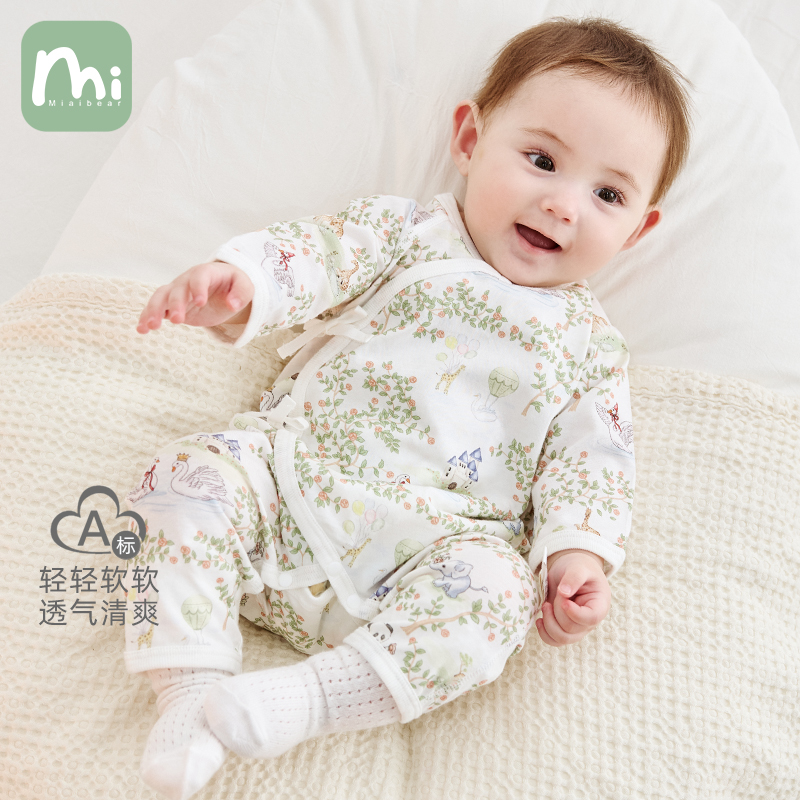 新生儿衣服夏季长袖薄款婴儿连体衣空调服宝宝纯棉a类清爽透气