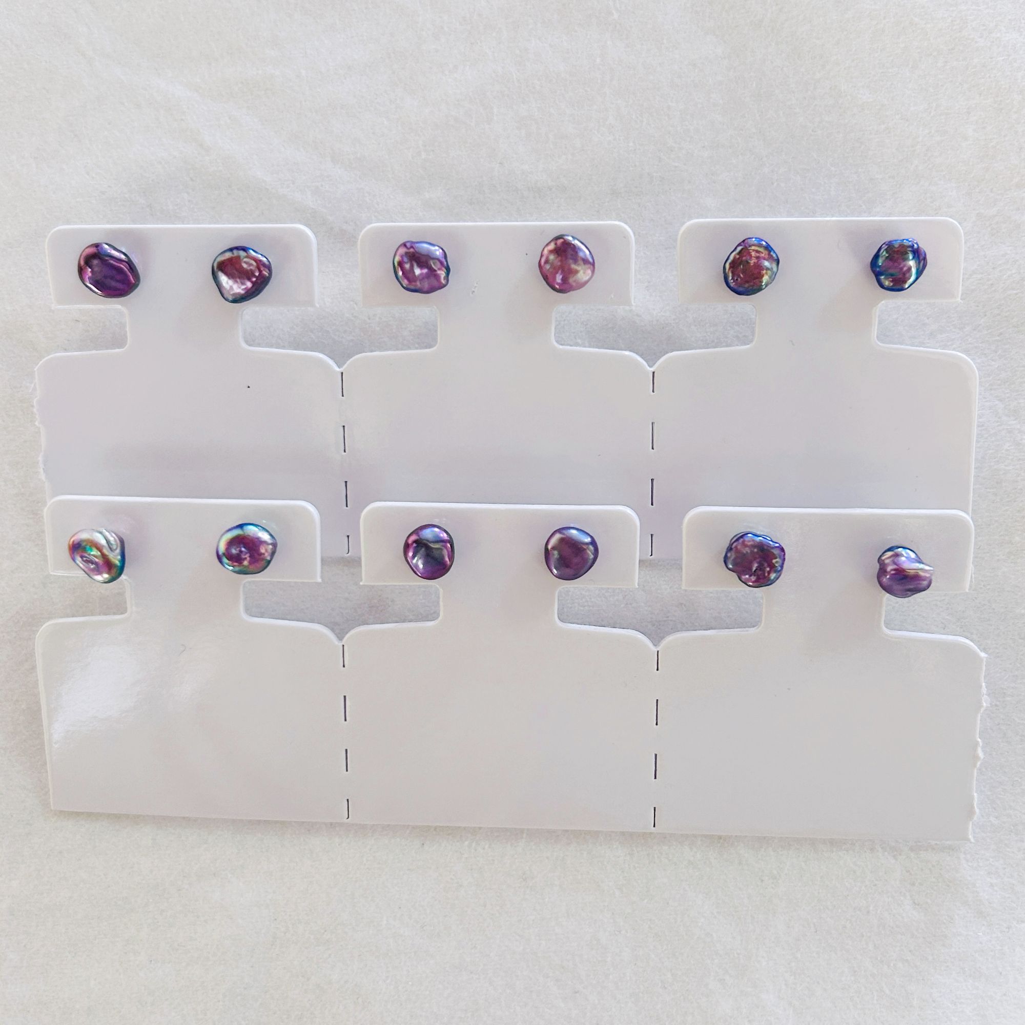 极光紫天然淡水无核keshi珍珠耳钉 S925银 多样性发一微瑕