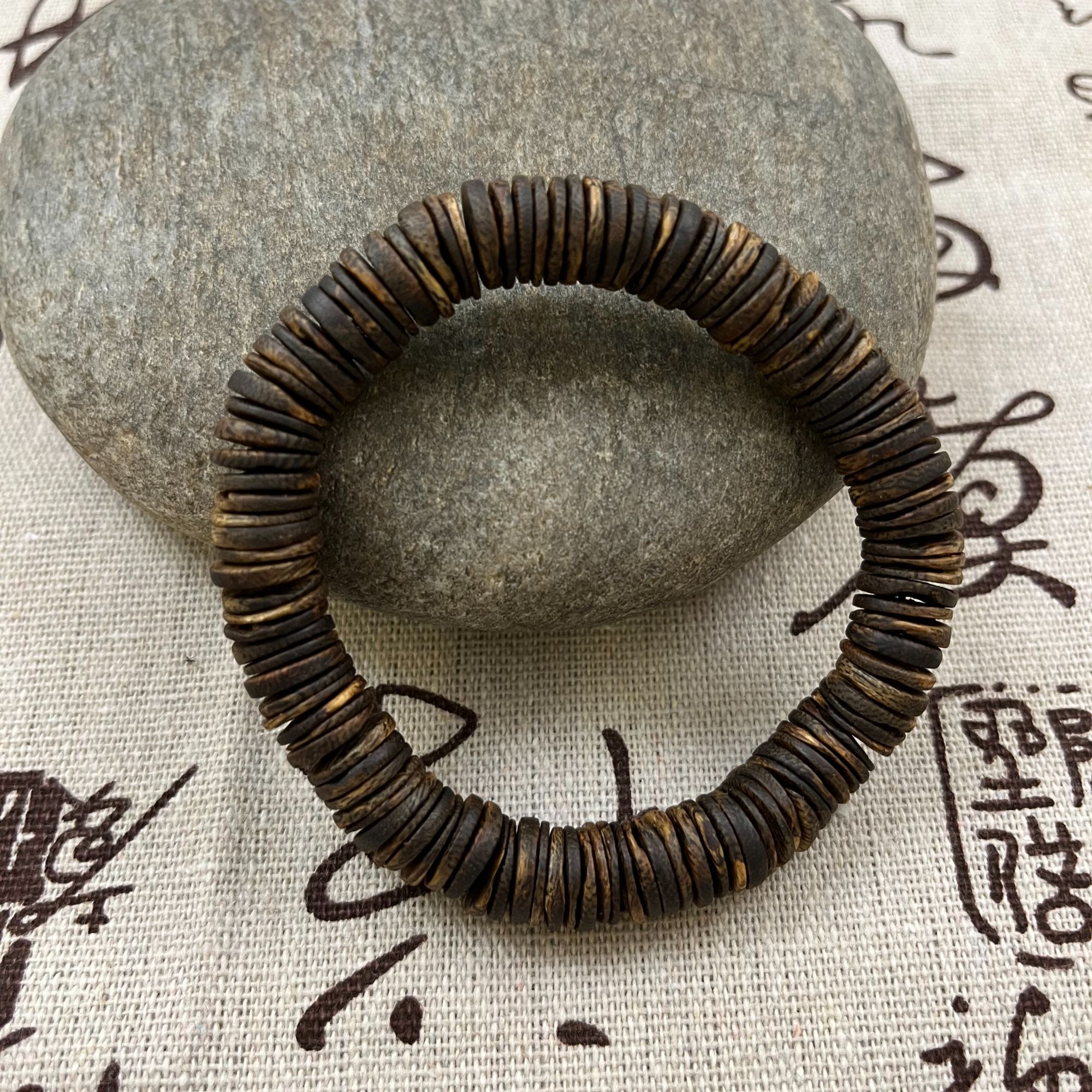 海南尖峰岭沉香手串切片珠卡10单圈沉水