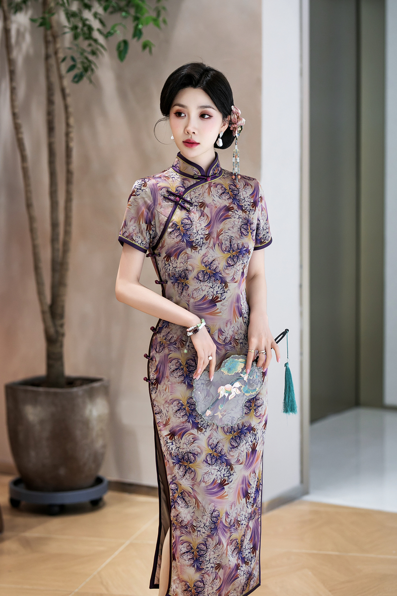 白幼秀2025中式复古气质中长款旗袍【5625】