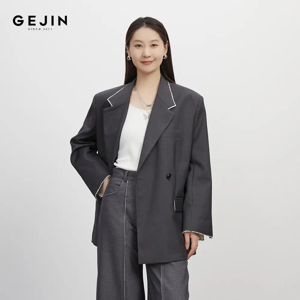 GEJIN/歌锦秋季新款时尚极简风百搭天丝西装外套93325904551