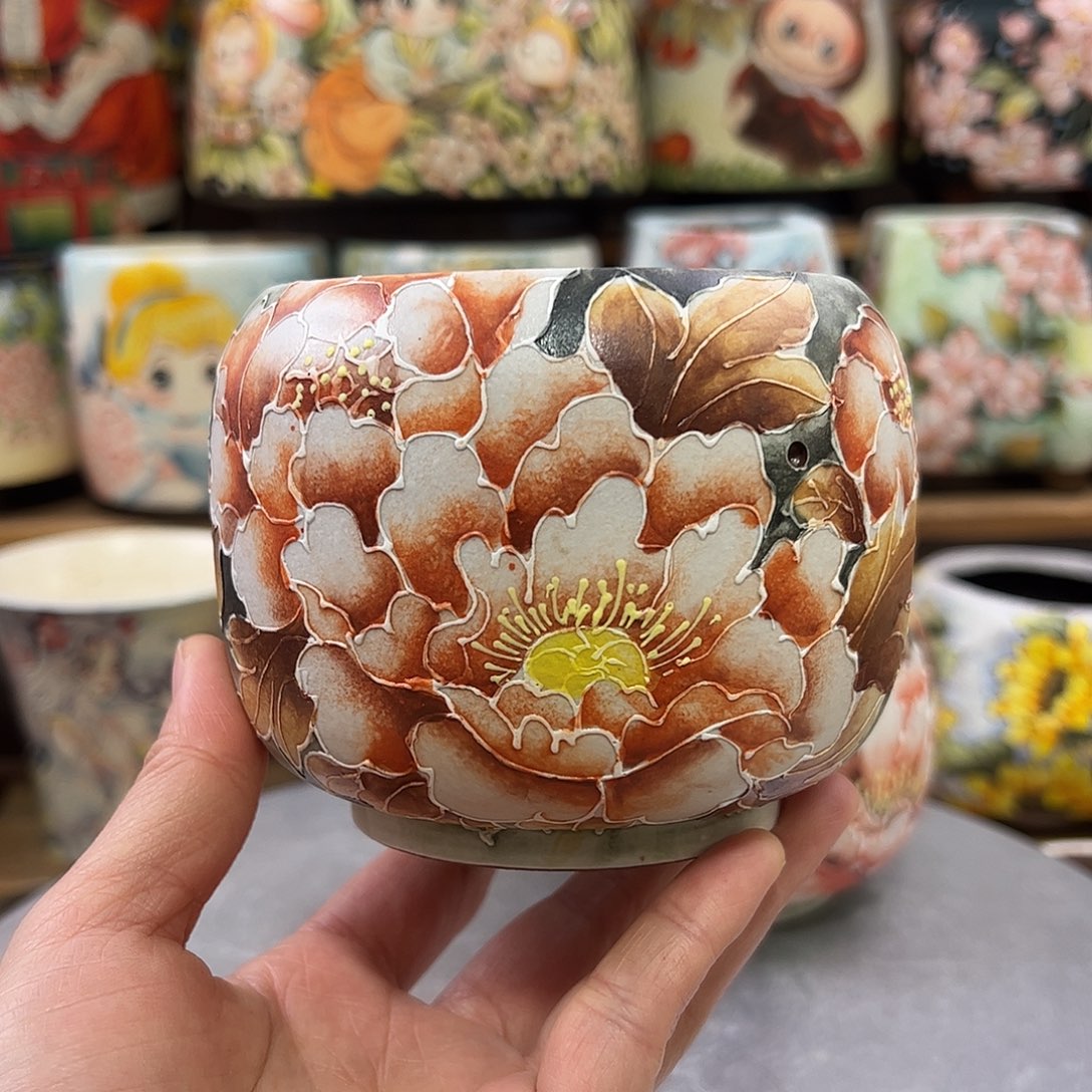 景德镇炫彩手绘口8.5高9