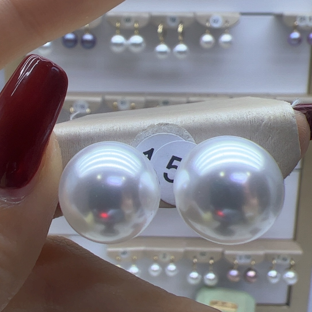 淡水珍珠耳饰18K金镶嵌