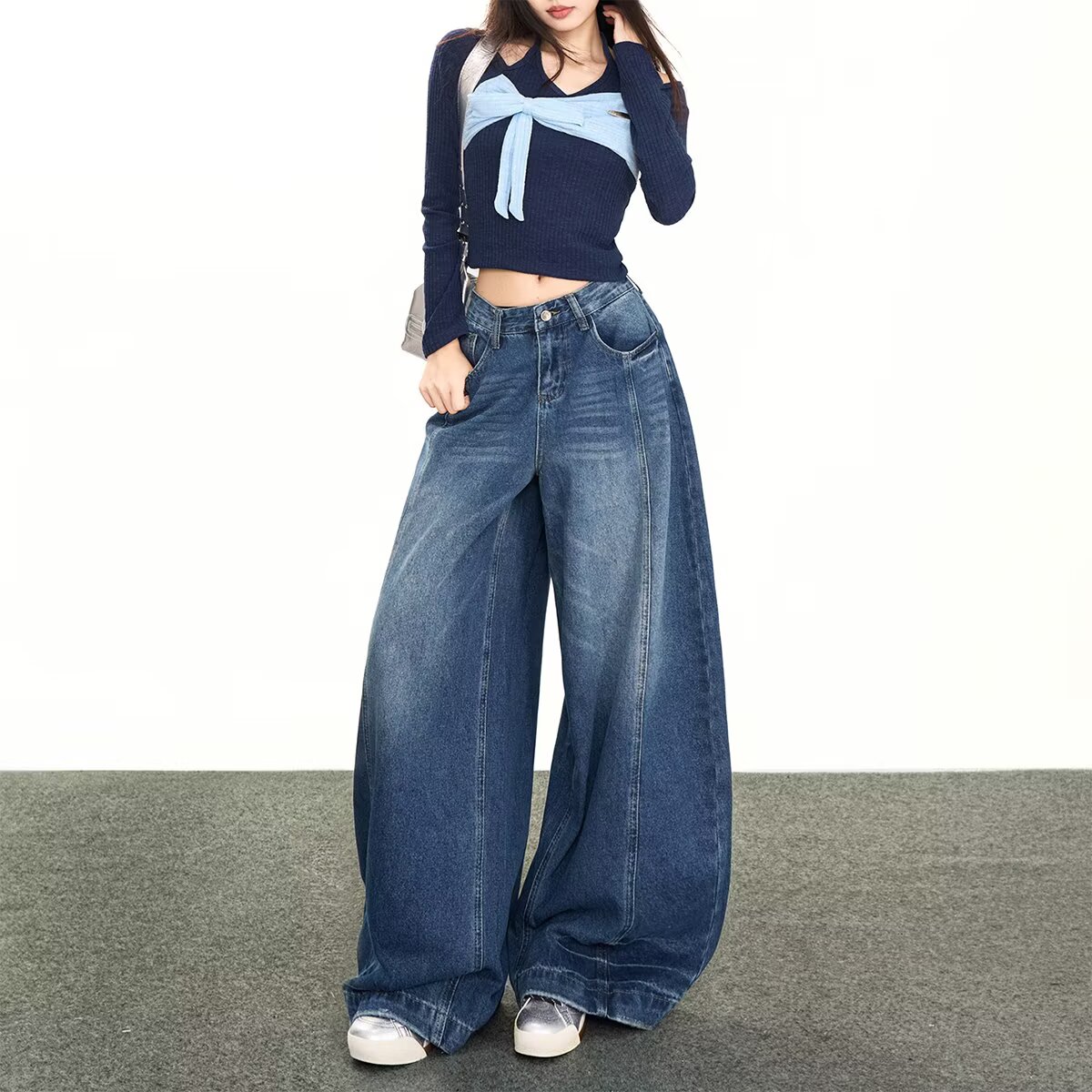 美式复古阔腿牛仔裤女秋冬2025新款高腰显瘦宽松垂感直筒裤潮