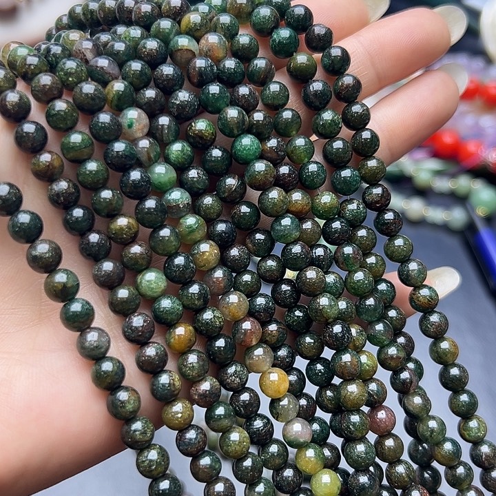 玛瑙/玉髓合金珠宝半成品T932  7m天然绿磷灰一条