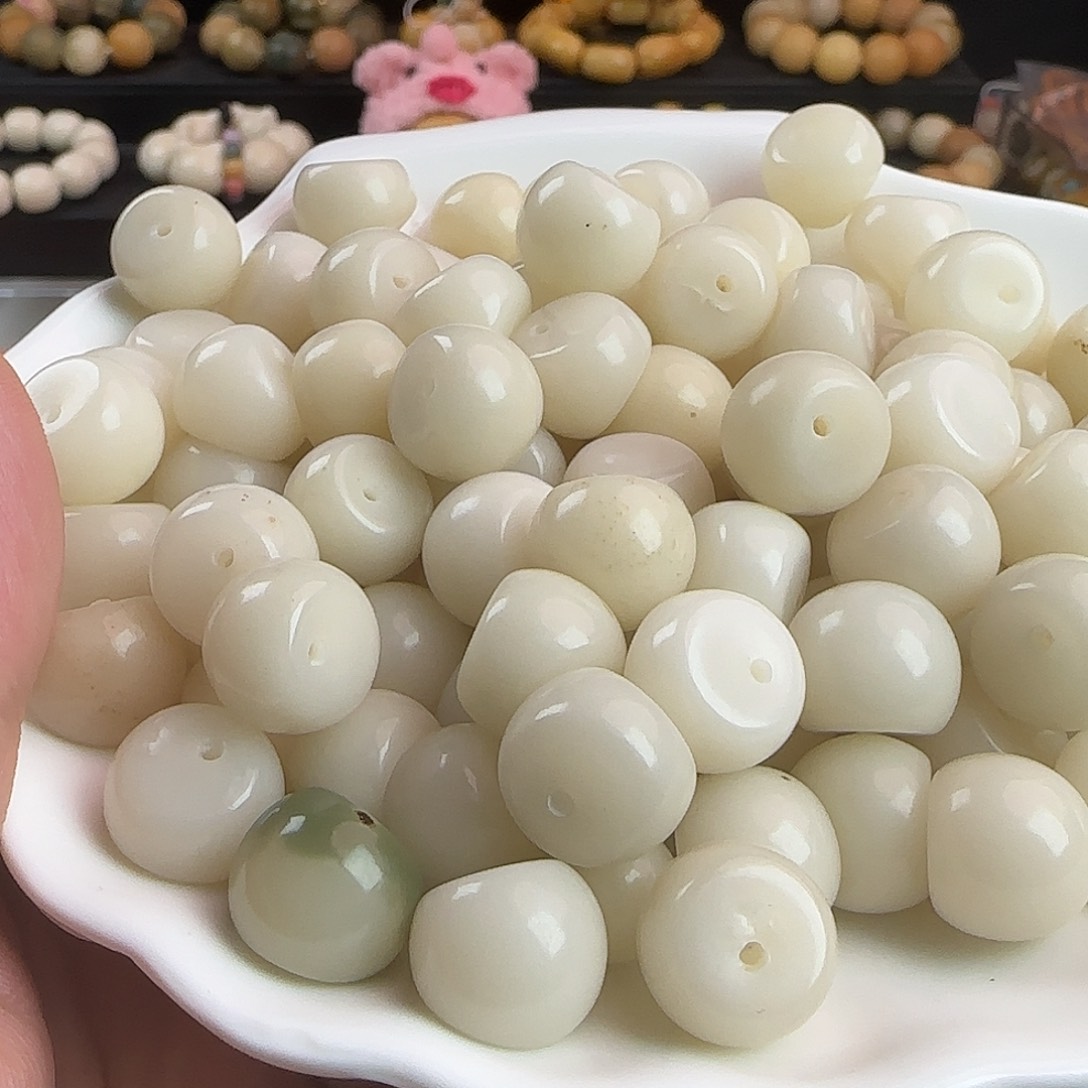 菩提根/象牙果吊坠瑕卡14/15灰月光蒜瓣50颗