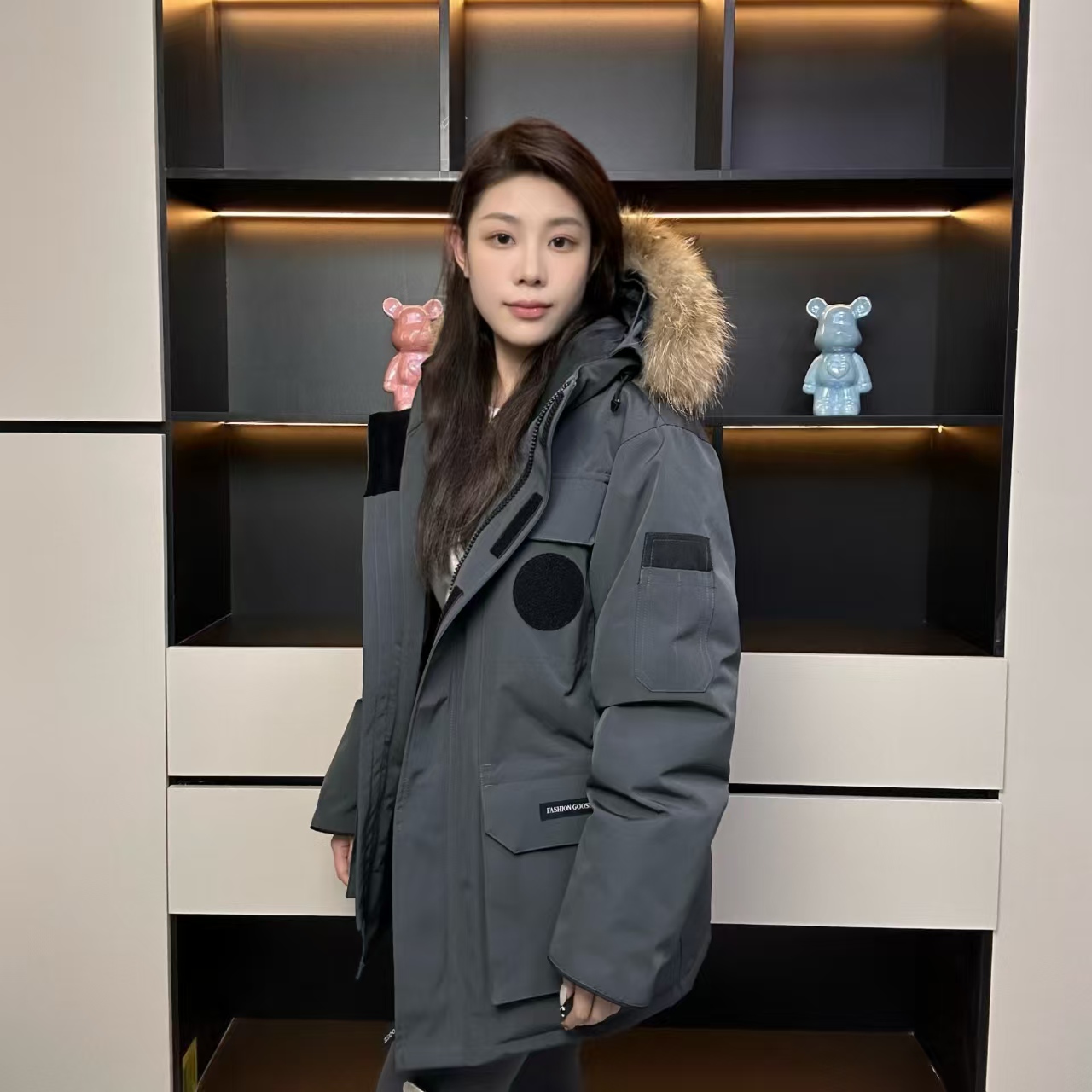 拒污防水 科技面料08远征情侣羽绒服男女大毛领派克服外套