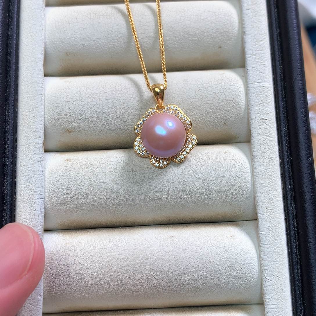 淡水珍珠颈饰银S925镀金镶嵌