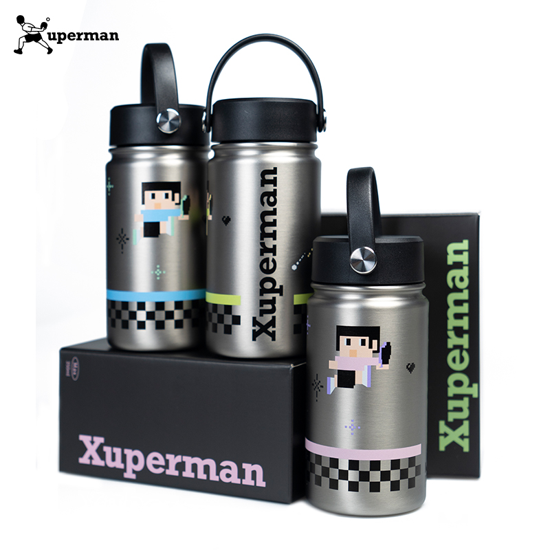 【专属链接】Xuperman手提水杯原创像素乒乓便携保温杯大容量不锈钢